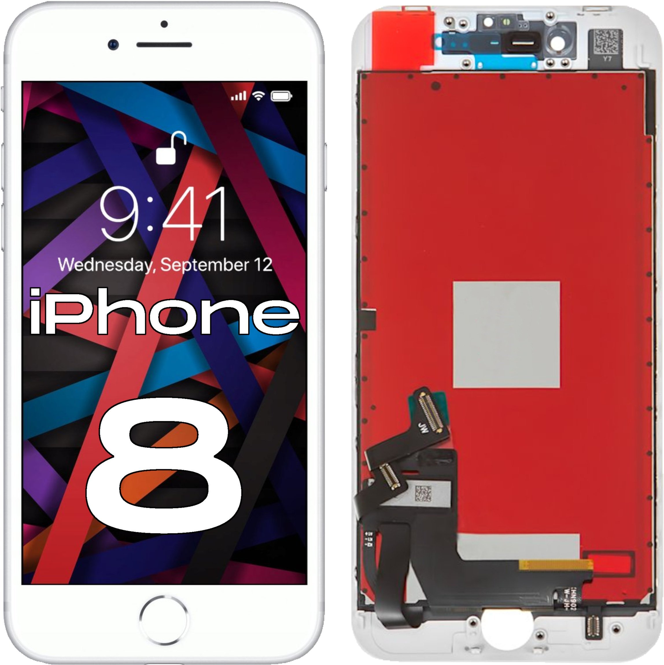 Wyświetlacz do iPhone 8 LCD A1905 / A1906 Ekran Biały Ramka