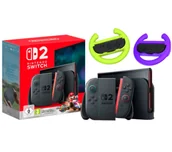 Konsole Nintendo - Nintendo Switch 2 Joy-Con Czarny + Mario Kart World + Kierownica Yaxo Joy-Con Wheels Set - miniaturka - grafika 1