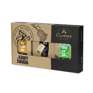 Zestaw Prezentowy Caveres Kolumbia i Brazylia + miód Łysoń gryczany Kawa mielona 500G - Zestawy upominkowe - miniaturka - grafika 1