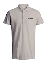 Koszulki męskie - JACK & JONES Męska koszulka polo FEB23 JPRBLABOOSTER SS, szary (Moonstruck), L - miniaturka - grafika 1