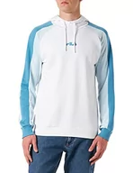 Bluzy męskie - FILA Męska bluza z kapturem Solana Blocked Bright White-Omphalodes-Cendre Blue, S, Jasny biały omphalodes-cendre Blue, S - miniaturka - grafika 1