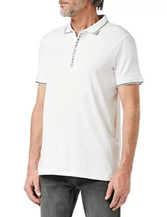 Koszulki męskie - Armani Exchange Męska koszulka polo z ukrytymi guzikami, elastyczna bawełna, biały, XS - grafika 1