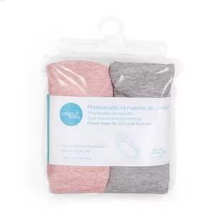 Ceba Baby Prześcieradło do gondoli 73-80x30-37 2szt Light grey+Pink - Prześcieradła dla dzieci - miniaturka - grafika 1
