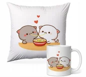 Gadżety dla niej i dla niego - ZESTAW PODUSZKA + KUBEK Prezent BUBU DUDU WALENTYNKI MISIE + IMIĘ 44 - miniaturka - grafika 1