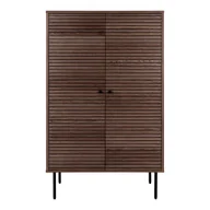 Meble do przedpokoju - Szafka z półkami Kyoto, 2 drzwi, fornir dębowy, wędzony, czarne metalowe nogi 80x40x130 cm - miniaturka - grafika 1