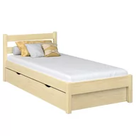 Łóżka - Drewniane łóżko pojedyncze z szufladą N01 sosna bezbarwna 120x200 - miniaturka - grafika 1