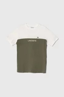 Koszulki dla chłopców - Lacoste t-shirt bawełniany dziecięcy kolor zielony wzorzysty - grafika 1