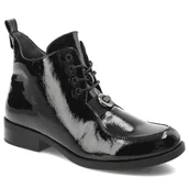 Botki damskie - Czarne Botki S.Barski Damskie Modne Buty Na Jesień - miniaturka - grafika 1