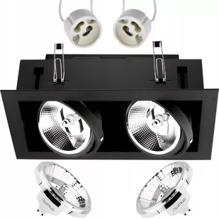 Oprawa Podtynkowa Halogenowa Prostokąt Czarna Ruchoma 2x GU10 AR111 + 15W COB CB CANIS LUMILED - Lampy pozostałe - miniaturka - grafika 1