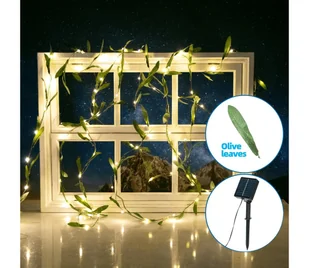 Aigostar - LED Łańcuch solarny 100xLED/12m IP65 ciepła biel oliwkowy - Lampy ogrodowe - miniaturka - grafika 1