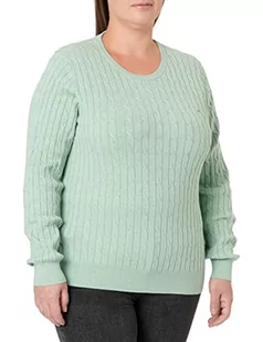 GANT Damski sweter ze stretchem bawełnianym z dekoltem w kształcie litery C, Soft Green Melange, XL - Swetry damskie - miniaturka - grafika 1
