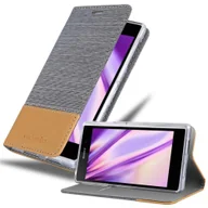 Etui i futerały do telefonów - Etui Cadorabo do Sony Xperia Z1 w kolorze LIGHT GREY BROWN Etui na telefon komórkowy z magnetycznym zamknięciem, funkcją podstawki i miejscem na kartę Etui Etui ochronne Etui z klapką w stylu książki - miniaturka - grafika 1