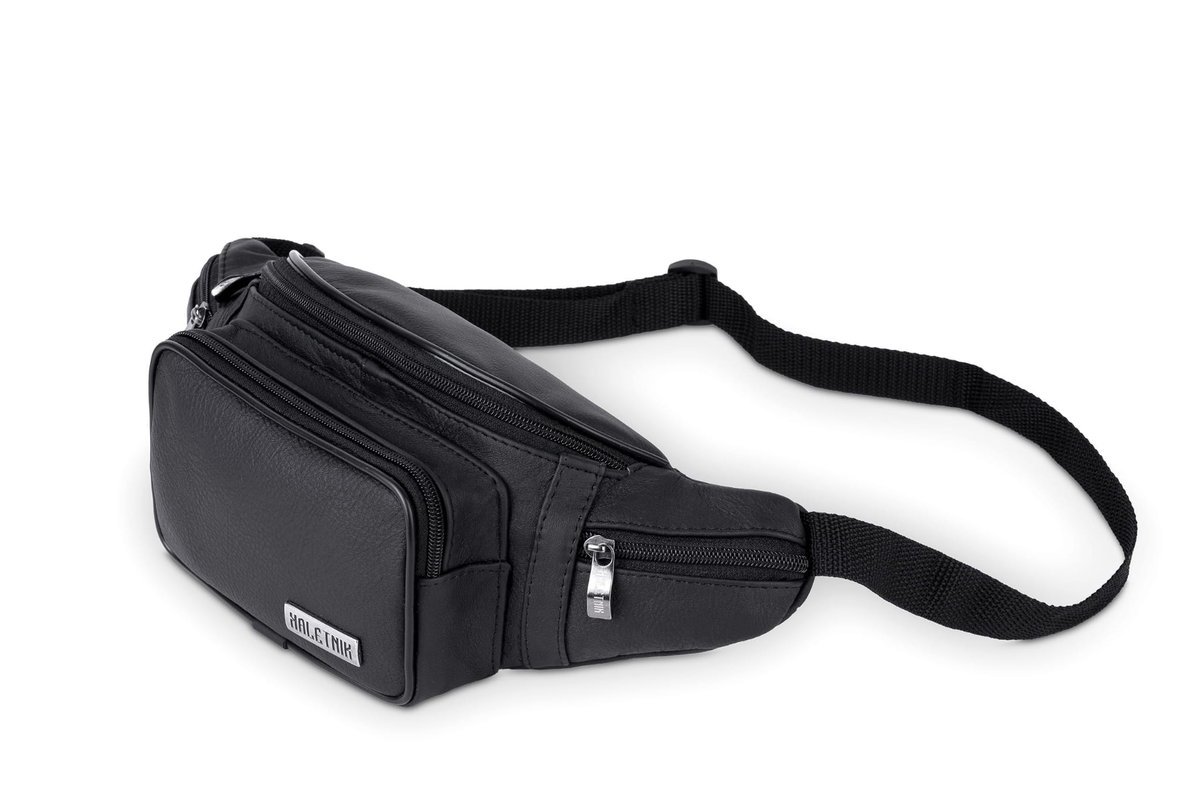 Saszetka Nerka Skórzana Kaletnik Juniec Czarna