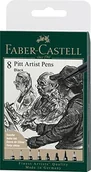Kredki, ołówki, pastele i pisaki - Faber-Castell, Pitt Artist Pen Black końcówki: XXS, S, F , M, B, C, 1.5, FH 8 szt. etui - miniaturka - grafika 1