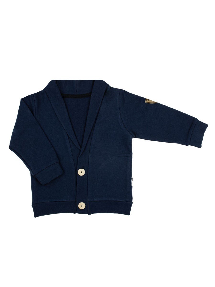 Chłopięca bluza dresowa zapinana na guziki granatowe Nicol,r.140