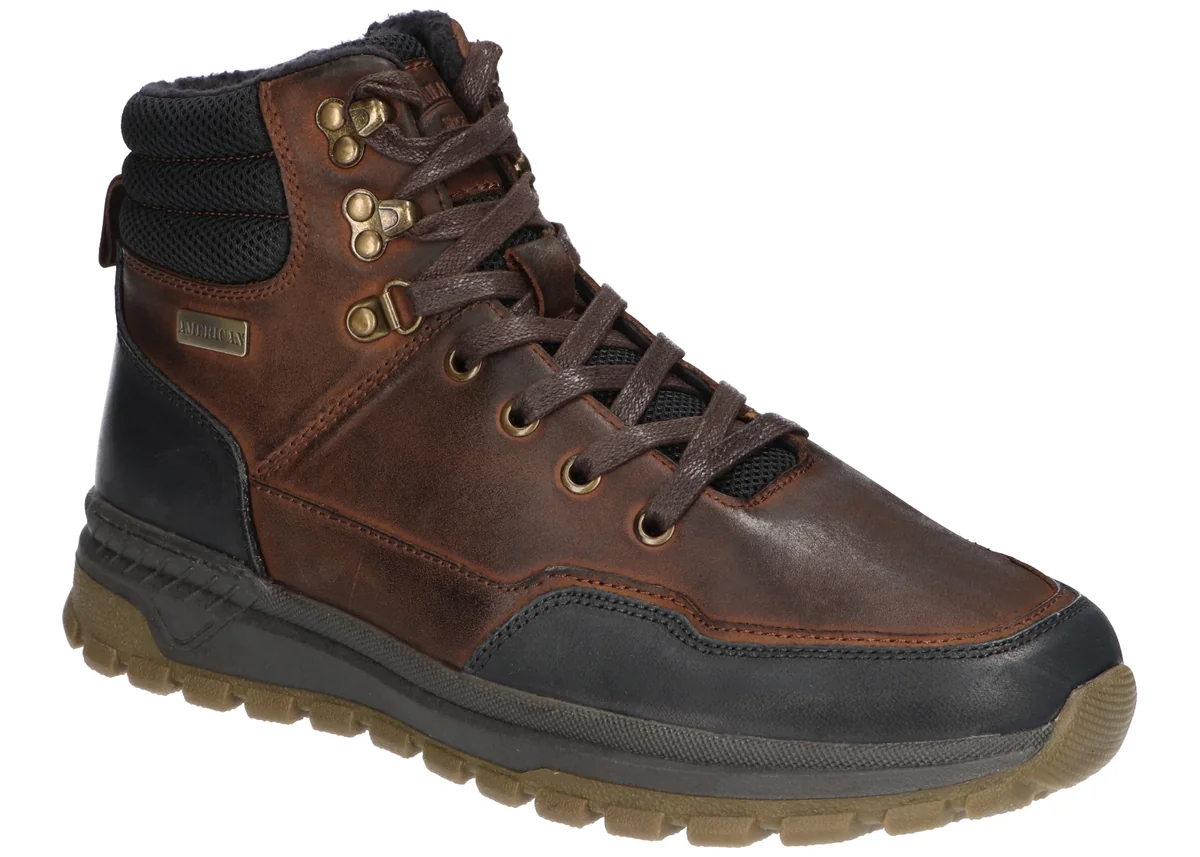 AMERICAN CLUB CY199 SOLIDNE STYLOWE TRZEWIKI BUTY ZIMOWE SKÓRZANE MĘSKIE CZARNE CO 45