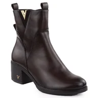 Botki damskie - Botki damskie na słupku ocieplane brązowe Vinceza 58581 - miniaturka - grafika 1