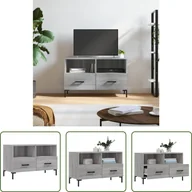 Szafki RTV - The Living Store Szafka pod telewizor szara Sonoma 80x36x50 cm materiał drewnopochodny - miniaturka - grafika 1