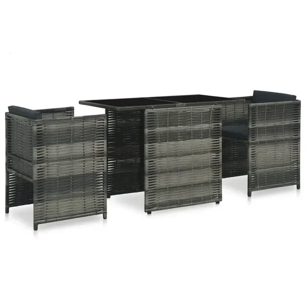 Elegancki zestaw mebli polirattanowych szary i antracytowy 102x58x76 cm