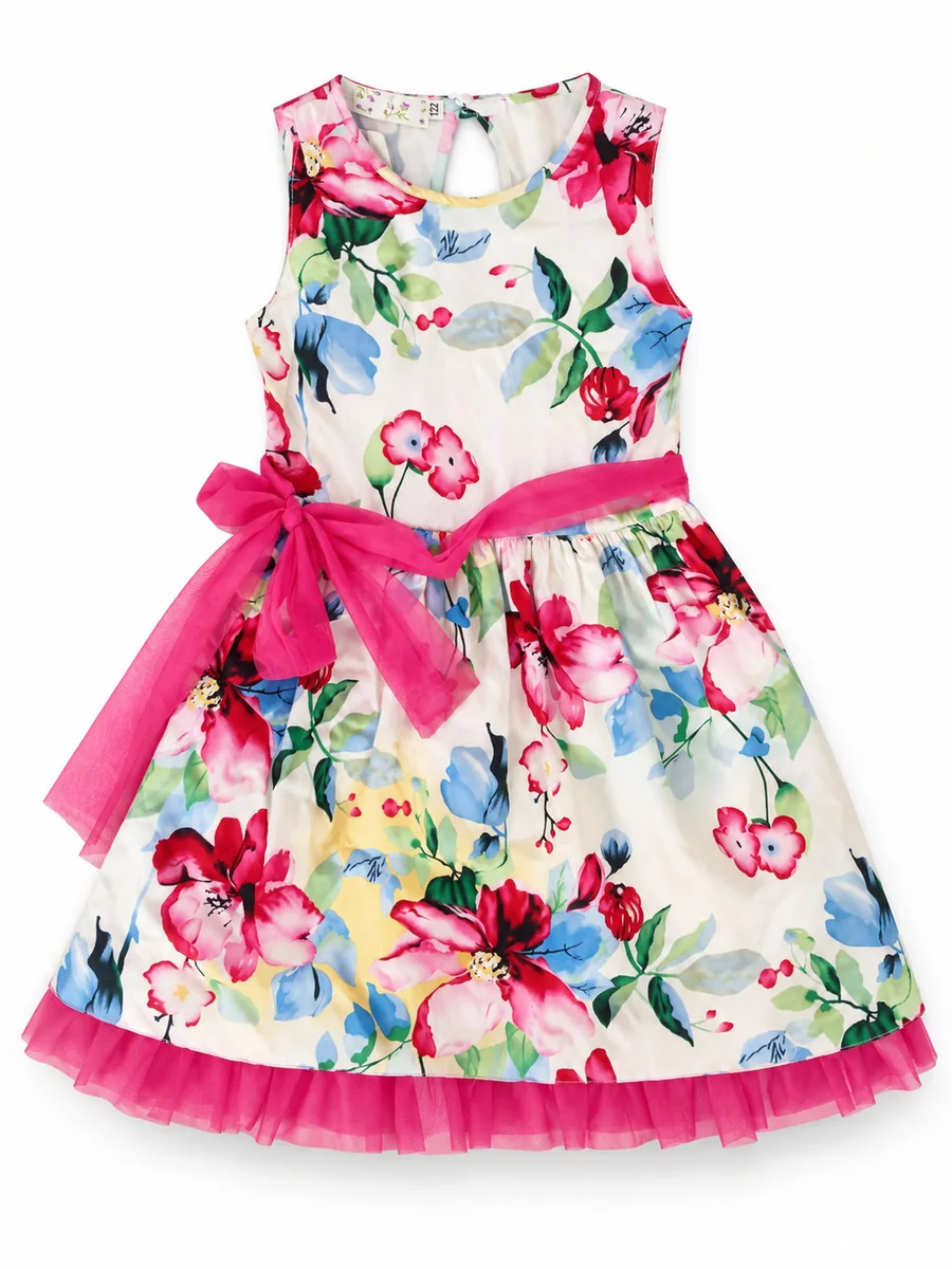 Sukienka dziewczęca w kwiaty Lala różowa Tup Tup r.92
