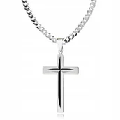 Biżuteria dla dzieci - 925 Srebrny łańcuszek krzyżyk DEDYKACJA 55 cm P2K4 - miniaturka - grafika 1