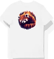 Koszulki męskie - Koszulka męska biała z motywem czerwonej pandy w leśnej mgle S - miniaturka - grafika 1