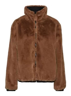 VERO MODA Vmalice dwustronna kurtka damska ze sztucznego futra, Tygrysie oko, Aop: czarne wnętrze, XL - Kurtki damskie - miniaturka - grafika 1