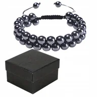 Bransoletki - Podwójna Bransoletka Regulowana Srebrny Metaliczny Połysk + Pudełko - miniaturka - grafika 1