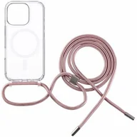 Etui i futerały do telefonów - Etui FIXED MagPure Neck MagSafe do Apple iPhone 16 Pro Max Przezroczysty + różowa smycz - miniaturka - grafika 1