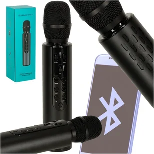 Mikrofon bezprzewodowy do karaoke Bluetooth czarny - Zabawki interaktywne dla dzieci - miniaturka - grafika 1