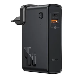 Baseus GaN ładowarka sieciowa PPS 45W power bank USB / USB Typ C Quick Charge 3.0 Power Delivery (azotek galu) + kabel USB Typ C 1 m czarny (PPNLD-C01) - Ładowarki do telefonów - miniaturka - grafika 1