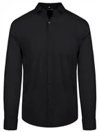 Koszule męskie - KOSZULA CZARNA ELEGANCKA KLASYCZNA - BAWEŁNA 44/45 - miniaturka - grafika 1