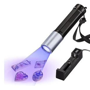 Światło UV do utwardzania żywicy, latarka UV 365 Nm, wodoodporna lampa UV LED do szybkiego utwardzania Akumulator do moczu zwierząt domowych czarny - Latarki - miniaturka - grafika 1