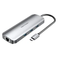 Stacje dokujące i replikatory portów - Vention TOLHB stacja dokująca Przewodowa USB 3.2 Gen 1 (3.1 Gen 1) Type-C Srebrny - miniaturka - grafika 1