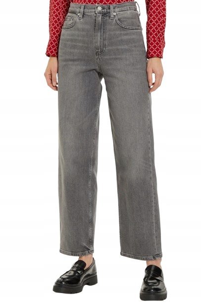 TOMMY HILFIGER SZARE JEANSY MOM Z WYSOKIM STANEM 27/32 XQA