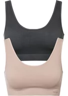 Biustonosze - Biustonosz bezszwowy bustier  Feel Comfort w prążek (2 szt.) - bonprix - miniaturka - grafika 1