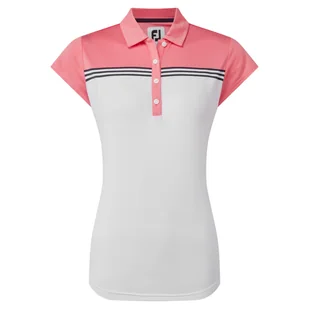 Damska koszulka golfowa Footjoy Engineered Colour Block Lisle Ladies Polo white/bright coral - Golf - miniaturka - grafika 1
