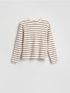 Koszulki i topy damskie - Reserved - Longsleeve z merceryzowanej bawełny - brązowy - miniaturka - grafika 1