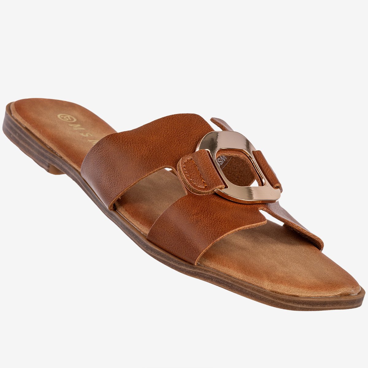 Klapki Damskie Ekoskóra Buty Na Lato Casual Stylowe Brązowe MSMG WS9066-1 Brązowy 38
