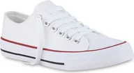 Trampki damskie - VAN HILL Damskie Trampki Niskie Sznurowane Wygodne Materiałowe Buty Casualowe 902295, Kolor: Biało Czerwony, Rozmiar: 43 - miniaturka - grafika 1