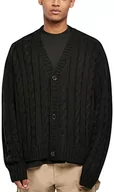 Bluzy męskie - Urban Classics Bluza męska Boxy Cardigan, czarny, L - miniaturka - grafika 1