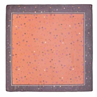 Apaszki i szaliki męskie - Wzorzysta damska apaszka z jedwabiu brązowo - pomarańczowa - miniaturka - grafika 1