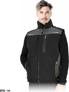 LH-VESTFOLD BS - Bezrękawnik ochronny męski stójka softshell oddychający 4 kieszenie dół regulacja troczki odblaski REGULAR splot twill 100% poliester membrana TPU polar 100% 305 g/m2 M - Kamizelki męskie - miniaturka - grafika 1