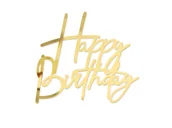 Ciasta i półprodukty do ciast - Topper na bok tortu Happy Birthday - złoty - 1 szt. - miniaturka - grafika 1