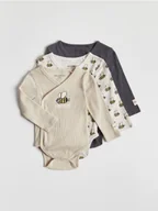 Komplety dla niemowląt - Reserved - Bawełniane body 3 pack - kremowy - miniaturka - grafika 1