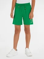 Spodenki damskie - Tommy Hilfiger Szorty sportowe Monogram Wreath KB0KB09002 M Zielony Regular Fit - miniaturka - grafika 1