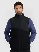 Kurtki i kamizelki sportowe męskie - 4F Bezrękawnik sherpa męski - czarny S - miniaturka - grafika 1