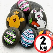 Zabawki kreatywne - KAMIENIE DO MALOWANIA CZARNE KAMYKI GŁADKIE KAMIENIA OTOCZAK CZARNY 2KG - miniaturka - grafika 1