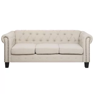 Beliani Sofa trzyosobowa proste nogi beżowa CHESTERFIELD - Sofy i kanapy - miniaturka - grafika 1