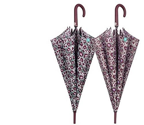 KARACTERMANIA Parasol damski 61/8 automatyczny nadruk lamparta. Tkanina z mikrofibry, struktura i pręty z włókna szklanego, zapobiegające wietrzeniu., Wielobarwny, Talla única, Casual